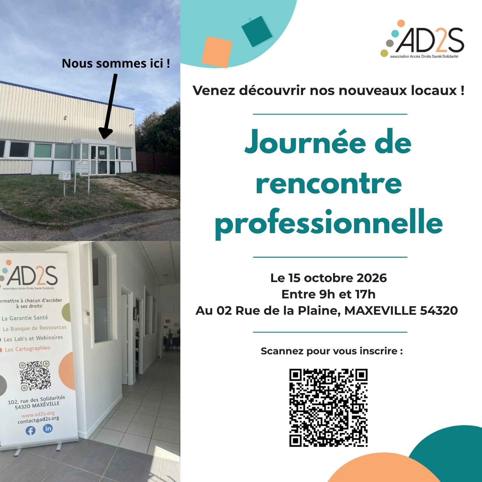 Journée de rencontre professionnelle et de découverte des nouveaux locaux d'AD2S Grand Est le 15 octobre 2026 !